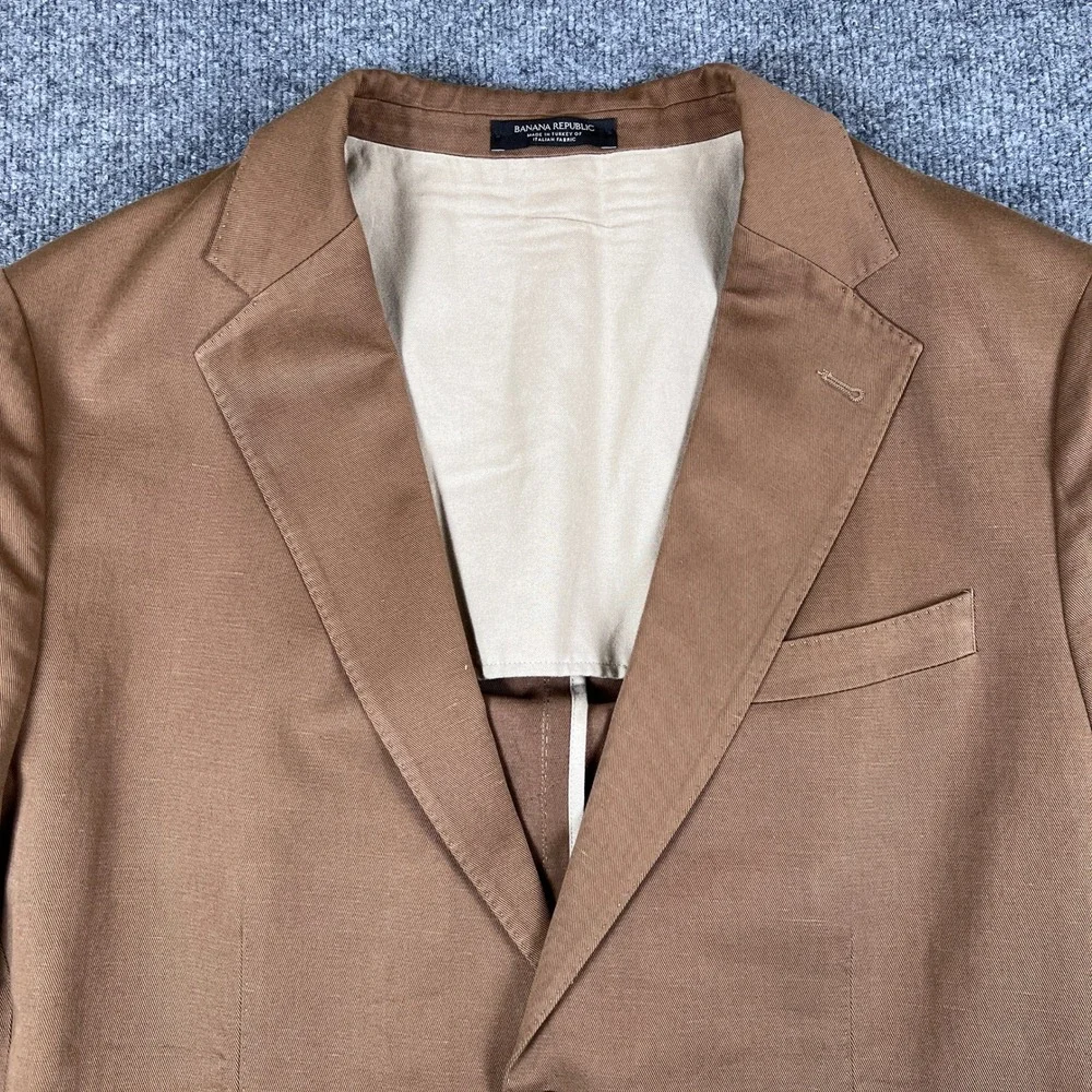 Banana Republic Jacket Mens 46L Brown Manifattura Emmetex Unstructured Linen